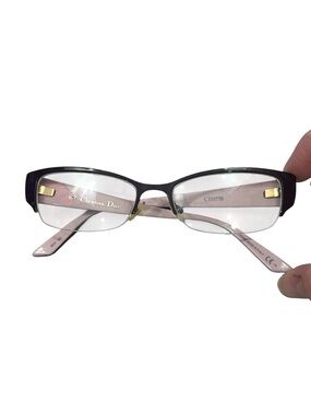 Christian Dior Purple Quilted Stem Half Rim Prescription Cat Eye Glass Frames